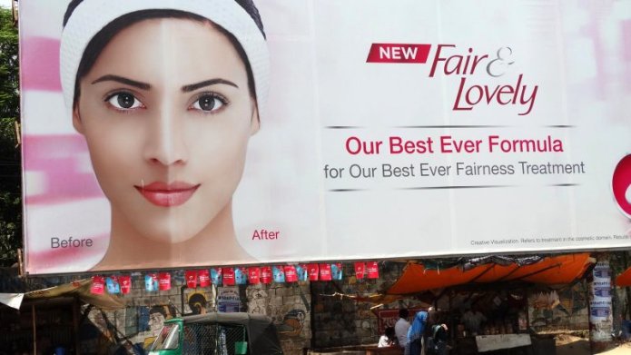 Fair and Lovely - Billboard for Skin-Whitening Cream - Chittagong - Bangladesh. Image from Flickr by Adam Jones. CC BY-SA 2.0.