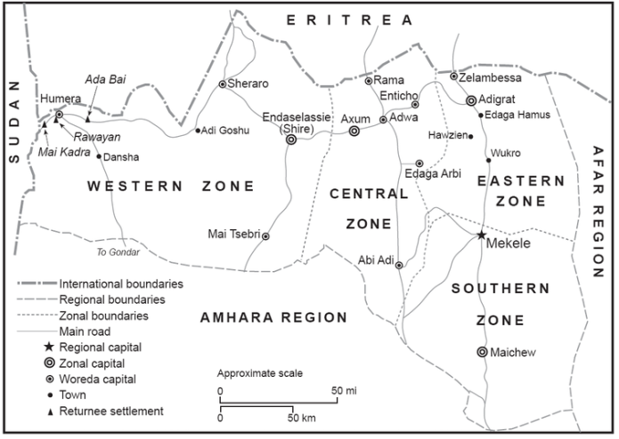 Map showing Ethiopia's Tigray region.