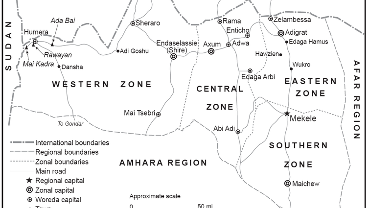 Map showing Ethiopia's Tigray region.