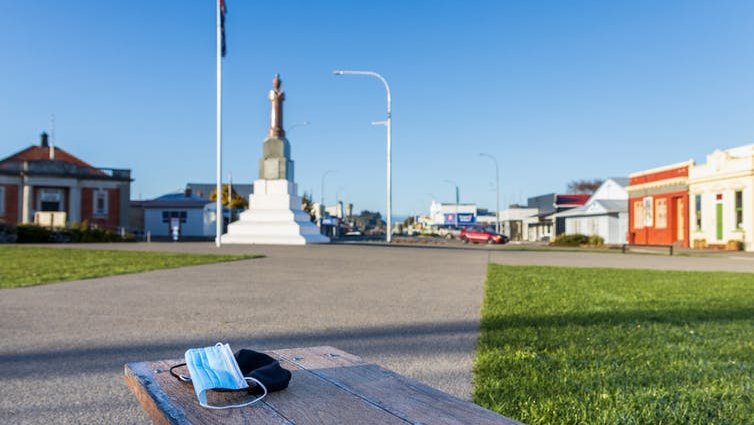 An empty town square during lockdown in New Zealand