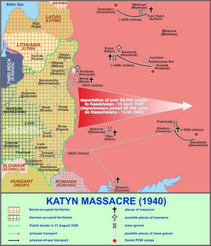 Map of the atrocities at Katyn Forest during the second world war.