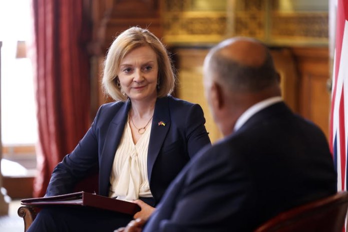 Liz Truss at a meeting.