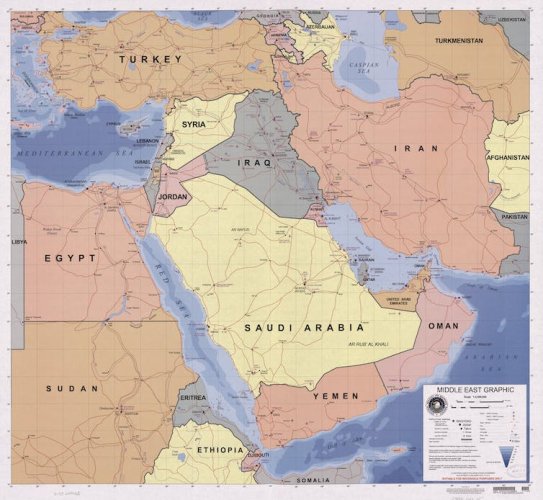 Map of Middle East, 2023