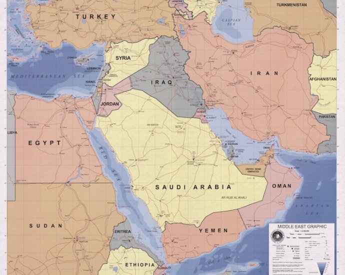 Map of Middle East, 2023