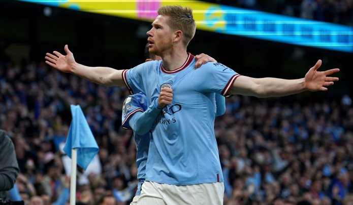 Kevin de Bruyne scored twice against Arsenal on Wednesday night