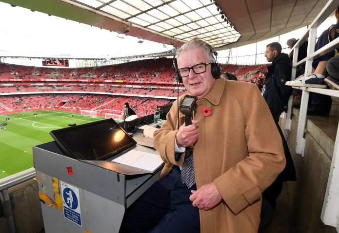 Late sheepskin-loving soccer encyclopedia John Motson has been voted the greatest football commentator of all time
