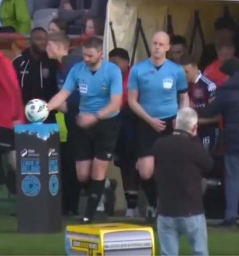 A remote control bus was supposed to drive the ball to the centre spot