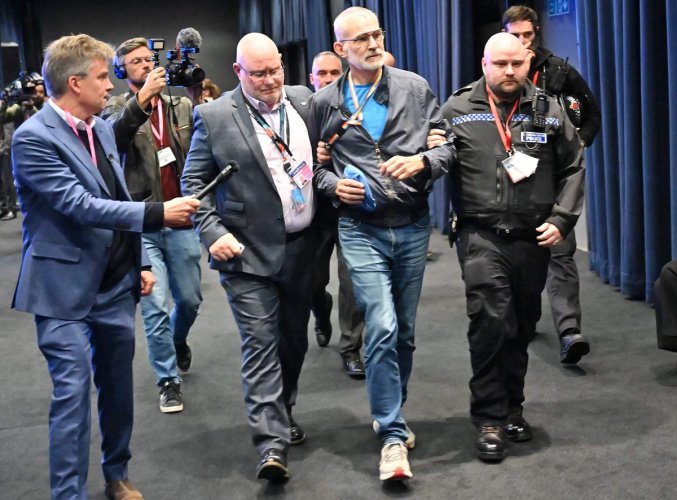 ‘It’s trash’: Senior London Tory removed from party conference for heckling Suella Braverman