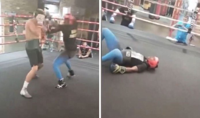 Male boxer blasted for 'taking padding out of gloves' and flooring woman