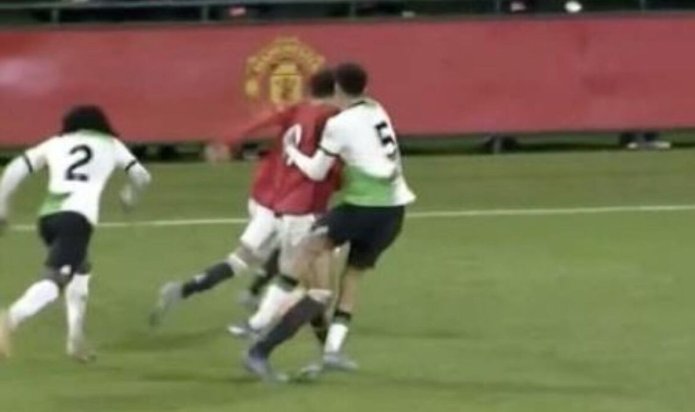 Man Utd staff fume as Liverpool player punches and elbows U18s star in thriller