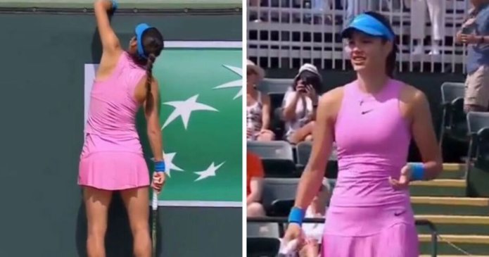 Emma Raducanu suffers funny Indian Wells gaffe as gesture for fans goes wrong
