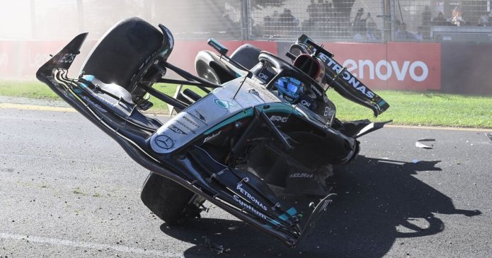 George Russell screamed down radio in terror after flipping car in Aus GP crash