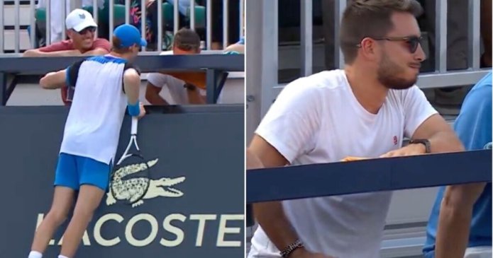 Jannik Sinner accidentally hits his own physio in private parts at Miami Open
