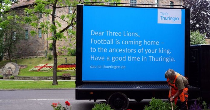 Germany tease England with brutal message outside Three Lions' Euro 2024 base