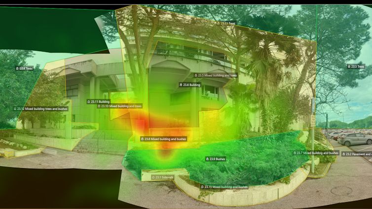 A heatmap depicting areas where participants gazed more or less.