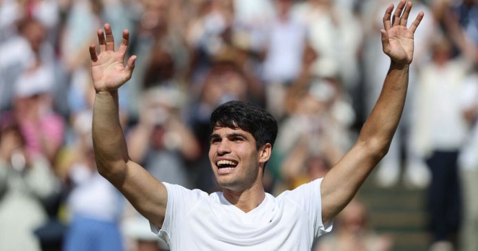 Carlos Alcaraz reacts as Spain enjoy epic double with Euro 2024 and Wimbledon