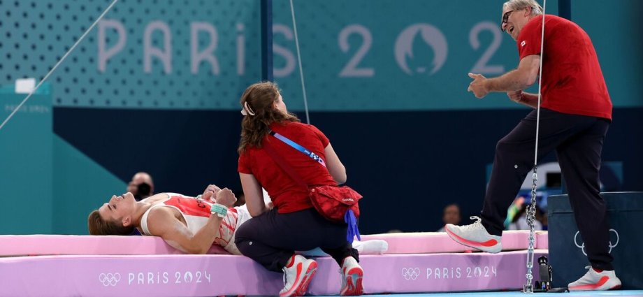 Olympics gymnast left bloodied after nasty ‘never-seen-before’ fall during final