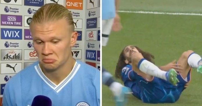 Erling Haaland destroys Marc Cucurella over chant after refusing to help star
