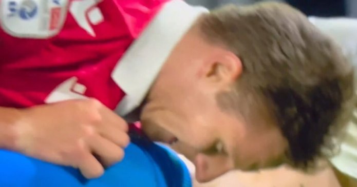 Paul Mullin 'almost bites' Birmingham player as Wrexham clash ends with scuffle