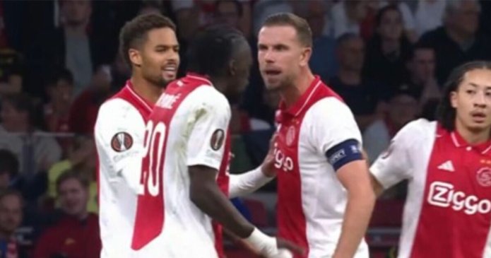 Jordan Henderson clashes with Ajax team-mate as angry pair needed separating