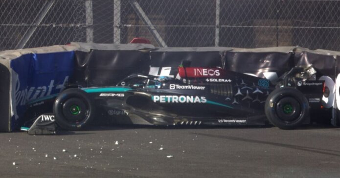 Russell crashes into barriers in Mexican GP session and taken to medical centre