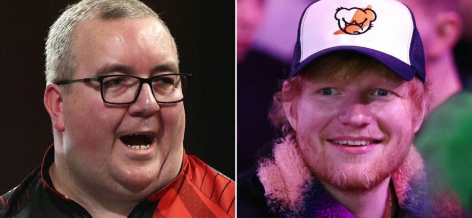 Stephen Bunting mocks drunk Ed Sheeran at Ally Pally with Ruben Amorim dig