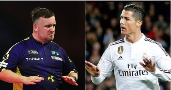 Luke Littler snaps and makes Cristiano Ronaldo gesture during Ryan Meikle match