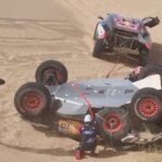 Carlos Sainz's dad rescued after wild crash where car flips onto roof