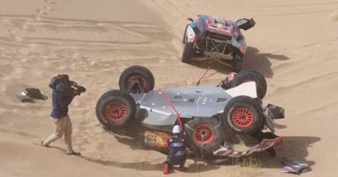 Carlos Sainz's dad rescued after wild crash where car flips onto roof