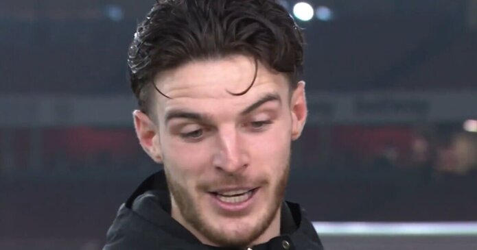 Declan Rice rubs salt in Spurs' wounds in TNT Sports interview after Arsenal win