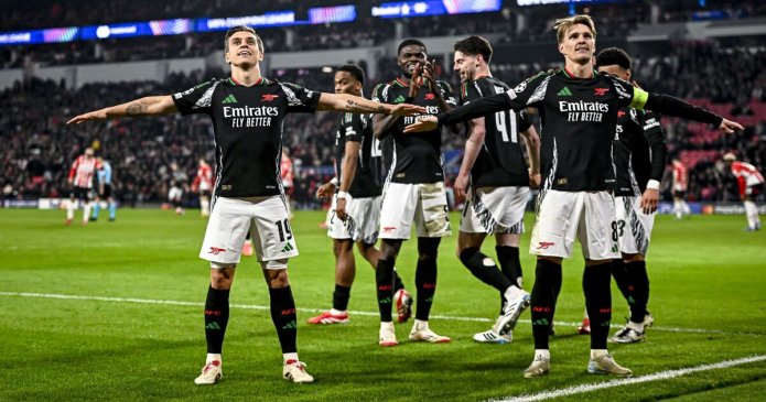 Arsenal player ratings vs PSV - 9/10 duo run riot as Gunners storm to UCL rout