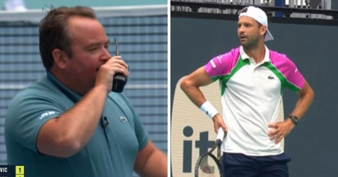 Novak Djokovic vs Grigor Dimitrov halted as 'heckler' kicked out of stands