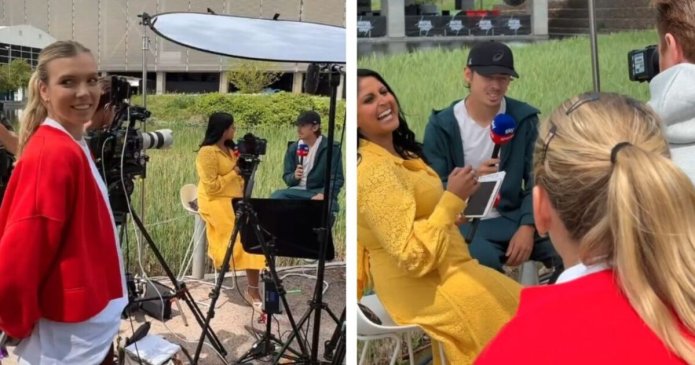 Katie Boulter catches Alex de Minaur off-guard during fiance's Sky interview