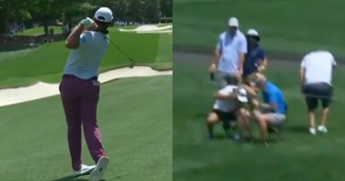 Jon Rahm shot strikes fan on the head as Spaniard produces perfect reaction