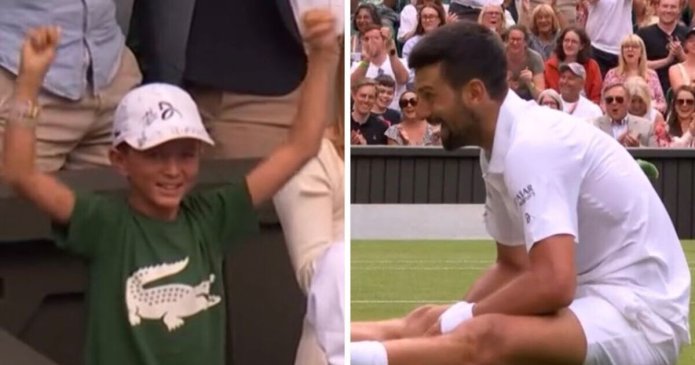 Novak Djokovic's opponent throws ball at him as son left amazed at Wimbledon