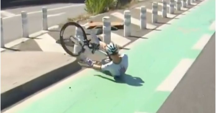 Tadej Pogacar crashes at Tour de France as world champion slides into curb
