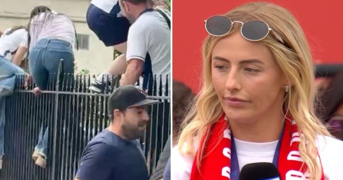 England Lionesses fans climb over fence as Chloe Kelly gives X-rated verdict