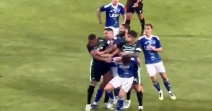 Ex-Premier League star punched in face as huge brawl breaks out during friendly