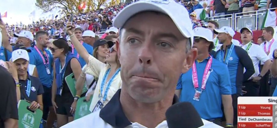 Rory McIlroy chokes back tears live on TV as Europe win Ryder Cup despite abuse