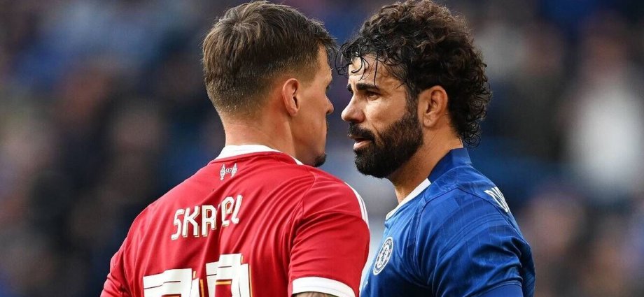 Diego Costa squares up to Liverpool star as tempers flare in legends match