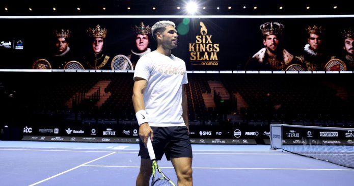 Carlos Alcaraz makes Six Kings Slam point as world No 1 hits back at critics