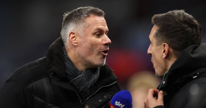 Jamie Carragher calls out Gary Neville over comments after Liverpool defeat