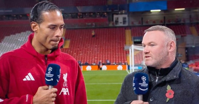 Virgil van Dijk and Wayne Rooney in awkward live interview after Liverpool row