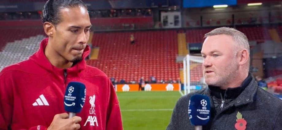 Virgil van Dijk and Wayne Rooney in awkward live interview after Liverpool row
