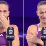 WTA Finals star bursts into tears during speech and apologises after losing