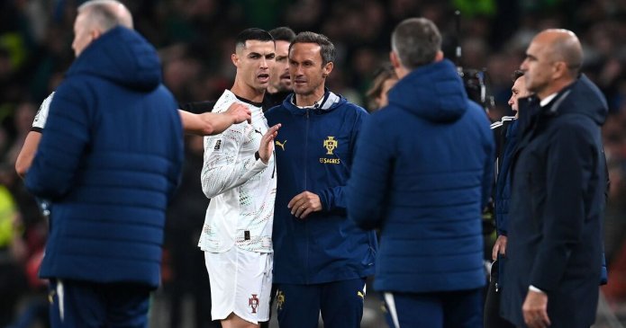 Cristiano Ronaldo confronts Ireland boss after red card as he loses his rag