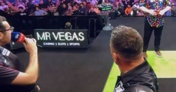 Darts referee stops Gerwyn Price match as members of crowd singled out