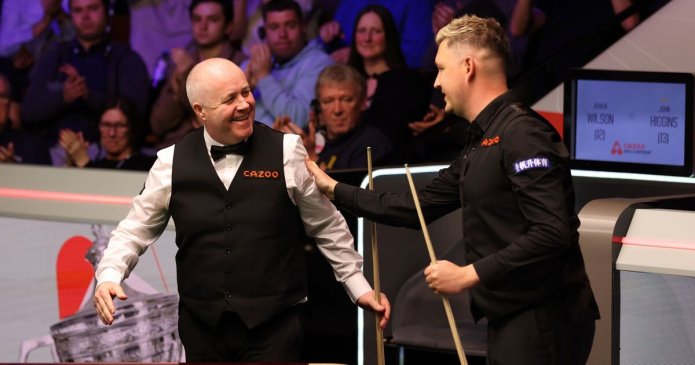 John Higgins shows his true colours as Kyren Wilson says 'I'm trying not to cry'