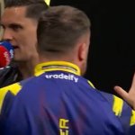 Luke Littler gestures to Premier League crowd following Gian van Veen spat