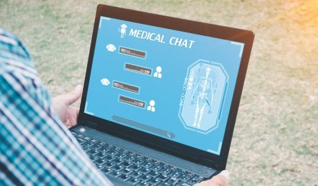 A doctor using artificial intelligence technology for medical support